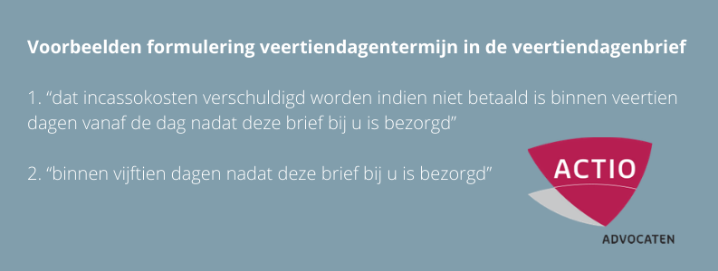 Voorbeeld 14 dagen brief formulering 14 dagen termijn bij incasso